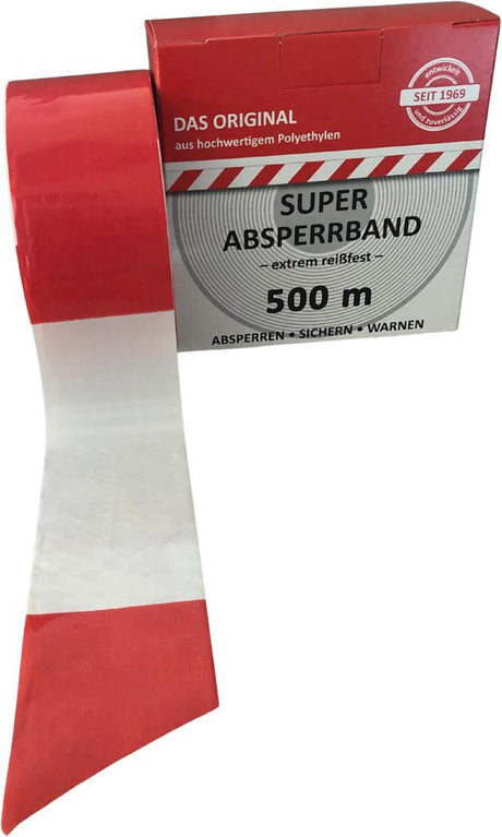 Absperrband 500 m-Rolle rot/weiß geblockt  