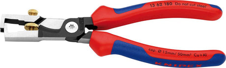 Produktbild von KNIPEX Abisolier-/Kabelschere 180mm poliert mit Mehrkomponenten-Kunststoffgriff 13 62 180 4003773081302