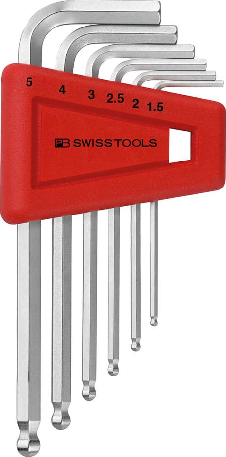 Produktbild von Swiss Tools Winkelschraubendreher-Satz im Kunststoffhalter 6-teilig 1,5-5mm Kugelko PB 212.H-5 7610733007097