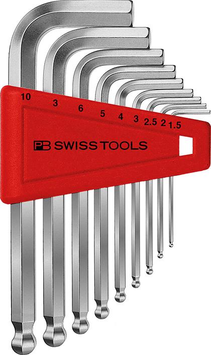 Produktbild von Swiss Tools Winkelschraubendreher-Satz im Kunststoffhalter 9-teilig 1,5-10mm Kugel PB 212.H-10 7610733007127