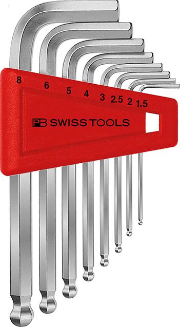 Winkelschraubendreher- Satz im Kunststoffhalter 8-teilig 1,5-8mm Kugelkopf PB Swiss Tools