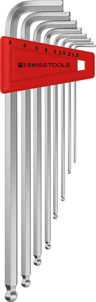 Winkelschraubendreher- Satz im Kunststoffhalter 8-teilig 1,5-8mm lang Kugelkopf PB Swiss Tools