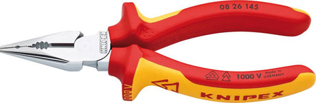 Produktbild von KNIPEX Spitz-Kombinationszange VDE verchromt mit Mehrkomponenten-Griff 145mm 08 26 145 4003773079361