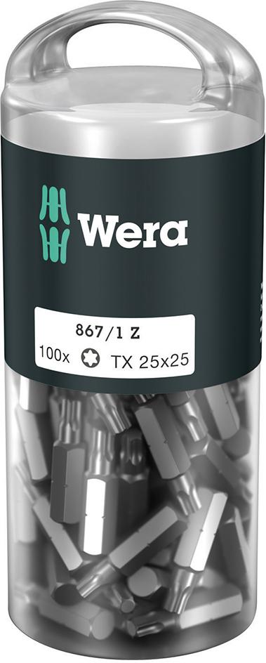 Produktbild von Wera Bit-Großpack T25x25mm zähhart (100 Stück) 5072449001 4013288138538