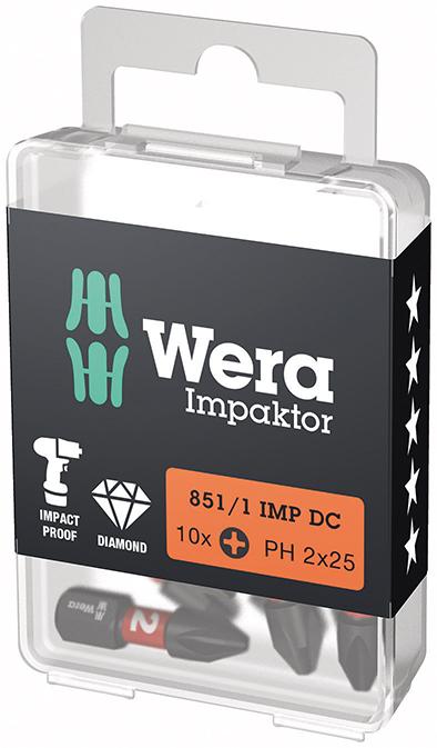 Produktbild von Wera Bit Impaktor 1/4" DIN 3126 C6,3 PH2x25mm 10er Pack 5157616001 4013288223760