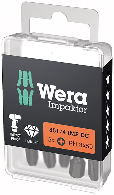 Produktbild von Wera Bit Impaktor 1/4" DIN 3126 E6,3 PH3x50mm 5er-Pack 5157657001 4013288223784