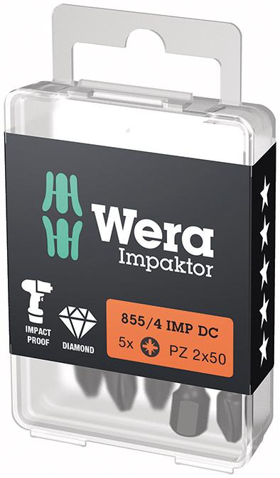 Produktbild von Wera Bit Impaktor 1/4" DIN 3126 E6,3 PZ2x50mm 5er-Pack 5157661001 4013288223821