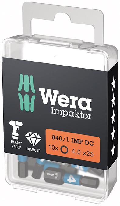 Produktbild von Wera Bit Impaktor 1/4" DIN 3126 C6,3 Innen-6-kant 4x25mm 10er Pack 5157604001 4013288223852