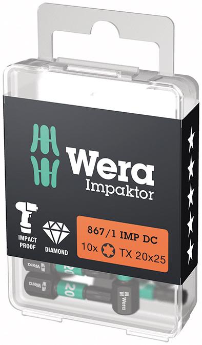 Produktbild von Wera Bit Impaktor 1/4" DIN 3126 C6,3 T20x25mm 10er Pack 5157624001 4013288223890