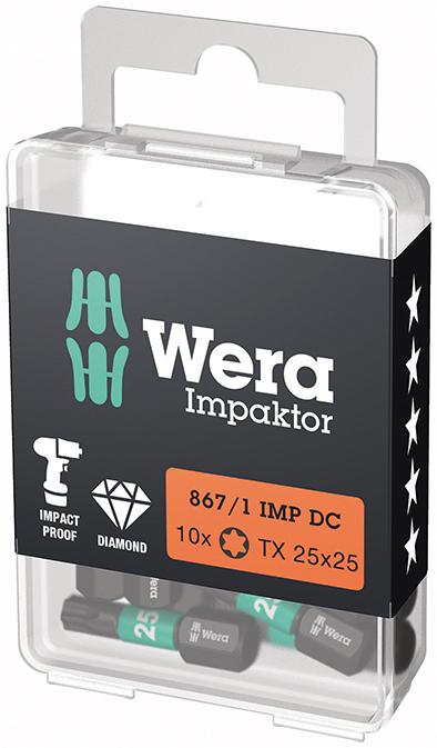 Produktbild von Wera Bit Impaktor 1/4" DIN 3126 C6,3 T25x25mm 10er Pack 5157625001 4013288223906