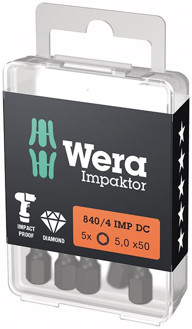 Produktbild von Wera Bit Impaktor 1/4" DIN 3126 E6,3 Innen-6-kant 5x50mm 5er-Pack 5157645001 4013288223975