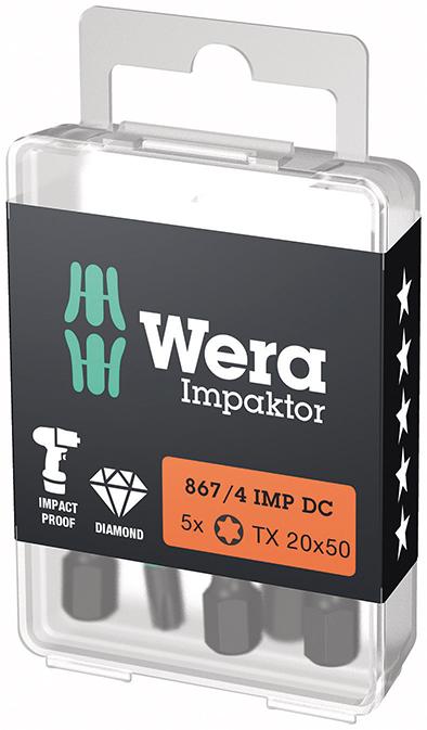 Produktbild von Wera Bit Impaktor 1/4" DIN 3126 E6,3 T20x50mm 5er-Pack 5157664001 4013288223982