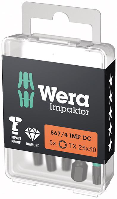 Produktbild von Wera Bit Impaktor 1/4" DIN 3126 E6,3 T25x50mm 5er-Pack 5157665001 4013288223999