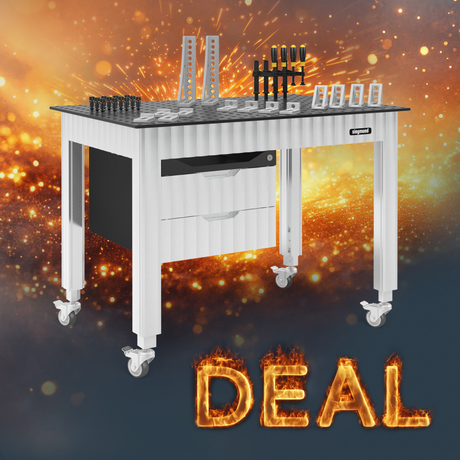 Produktansicht von Siegmund Werkbank 1200 x 800 x 800 mm mit Stahlplatte System 16 inkl. Zubehör