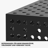 Detailansicht von einer Seitenwange eines Siegmund Schweißtischs