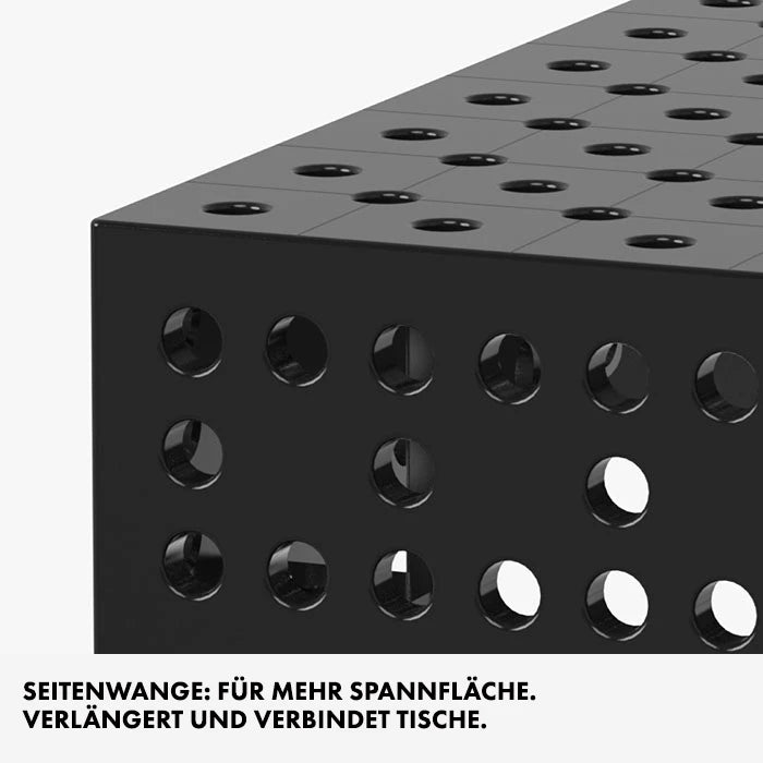 Detailansicht von einer Seitenwange eines Siegmund Schweißtischs