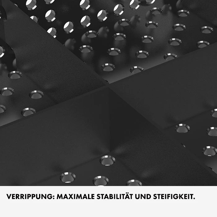 Untenansicht von Siegmund Schweißtischplatte Verrippung maximale Stabilität und Steifigkeit