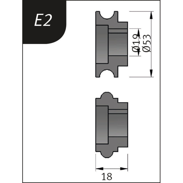 Biegerollensatz Metallkraft Typ E2, Ø 53 x 19 x 18 mm