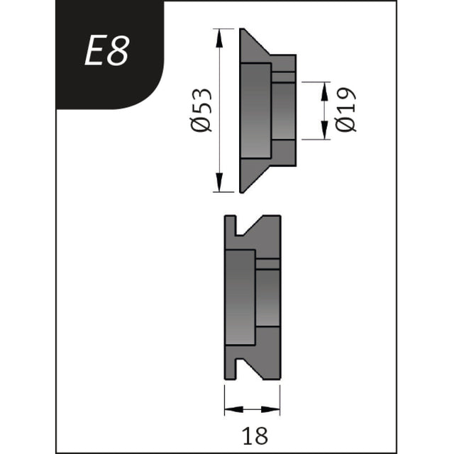 Biegerollensatz Metallkraft Typ E8, Ø 53 x 19 x 18 mm