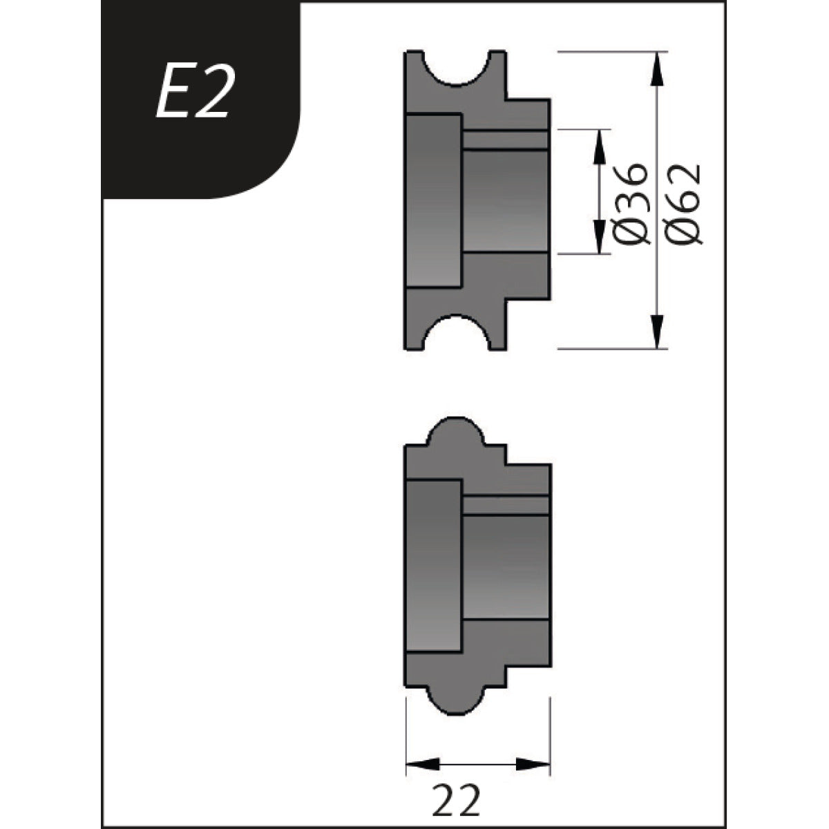 Produktbild von Metallkraft Biegerollensatz Typ E2, Ø 62 x 26 x 22 mm 3880132 4036351157625