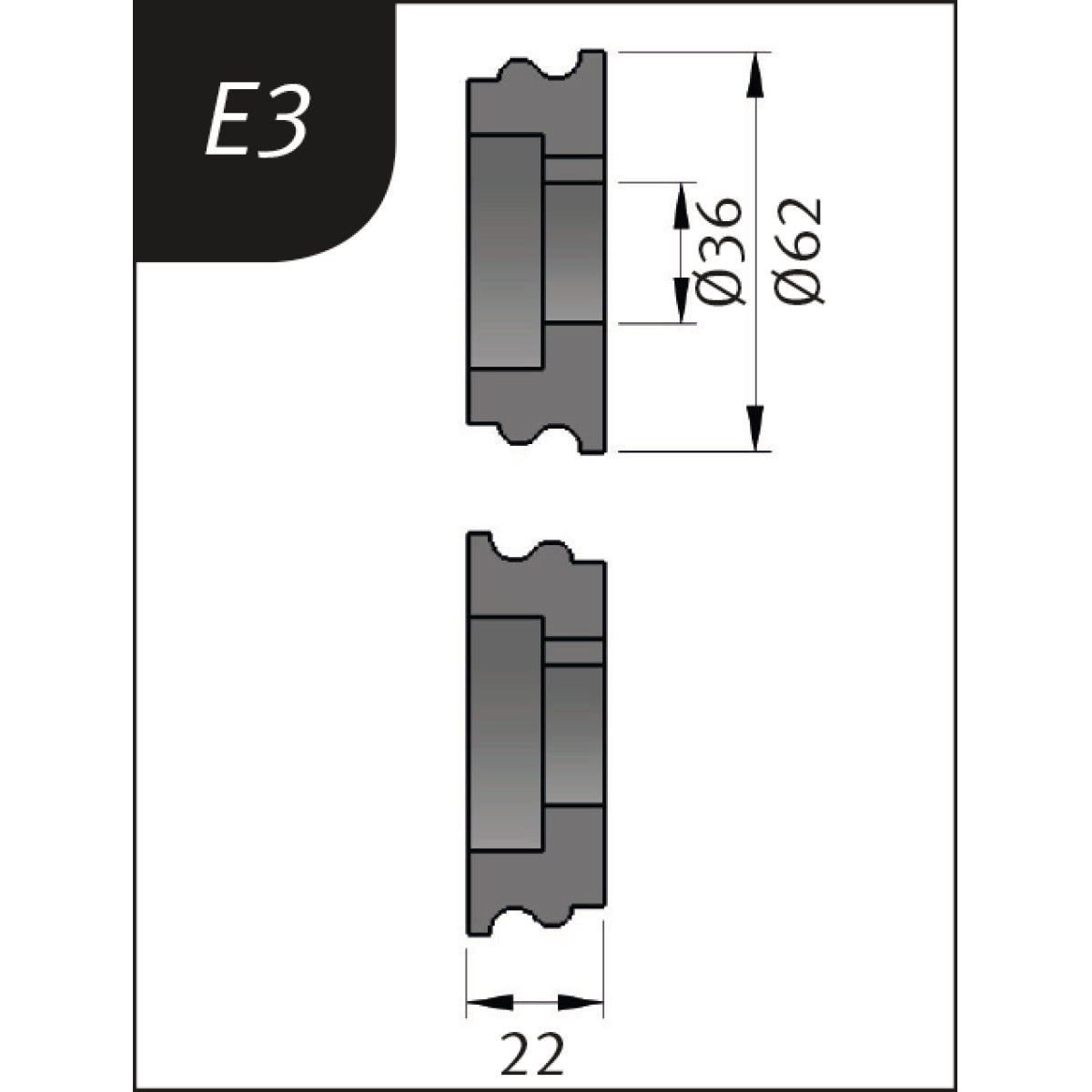 Produktbild von Metallkraft Biegerollensatz Typ E3, Ø 62 x 26 x 22 mm 3880133 4036351157632