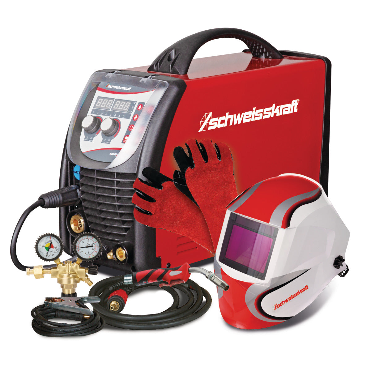 Produktbild von Schweisskraft Impuls-Schutzgasschweißgerät CRAFT-MIG 201P Pulse Aktions-Set inkl. S 1072201SET 4036351302469