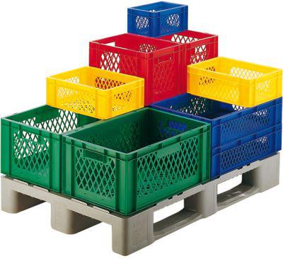 Produktbild von LA-KA-PE Stapeltransportkasten 200x100x120 mm gelb Wände durchbrochen 07912 02 14 4031022065612