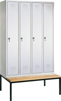 Garderobenschrank Evolo B320xT500xH2090 mm 1 Abteil, RAL7035 untergebauter Sitzbank