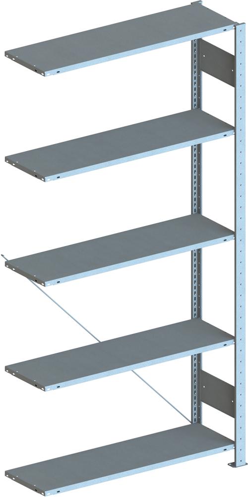 Steckregal Meta-CLIP B1000xT600xH2000 mm Anbaufeld 5 Böden RAL7035 Fachlast 100kg