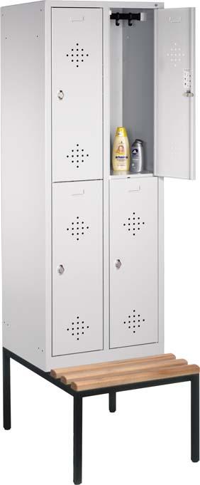 Produktbild von C+P Garderobenschrank Classic B610xT500xH2090 mm RAL 7035 2x2 Abteile mit untergeba 8350-20-LL 4053569844277