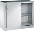 Schiebetürenschrank B1200xT600xH1000 mm RAL 7035, 2 Fachböden