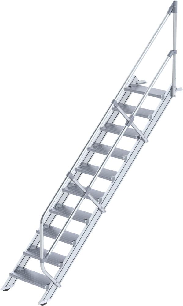 Produktbild von Günzburger Alu-Treppe 45° 10 Stufen B 600 mm lichte Höhe 2080 mm Ausladung 2341 mm 600250 4031405002500