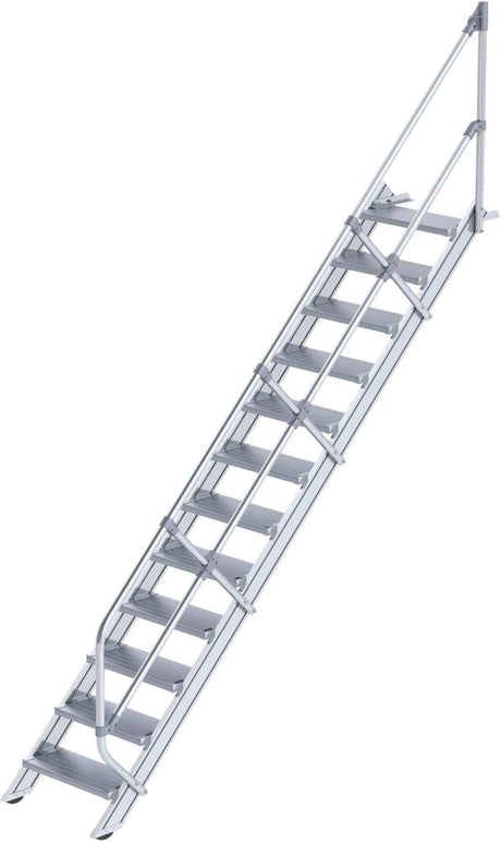 Alu-Treppe 45 Grad 12 Stufen B 600 mm lichte Höhe 2500 mm Ausladung 2761 mm