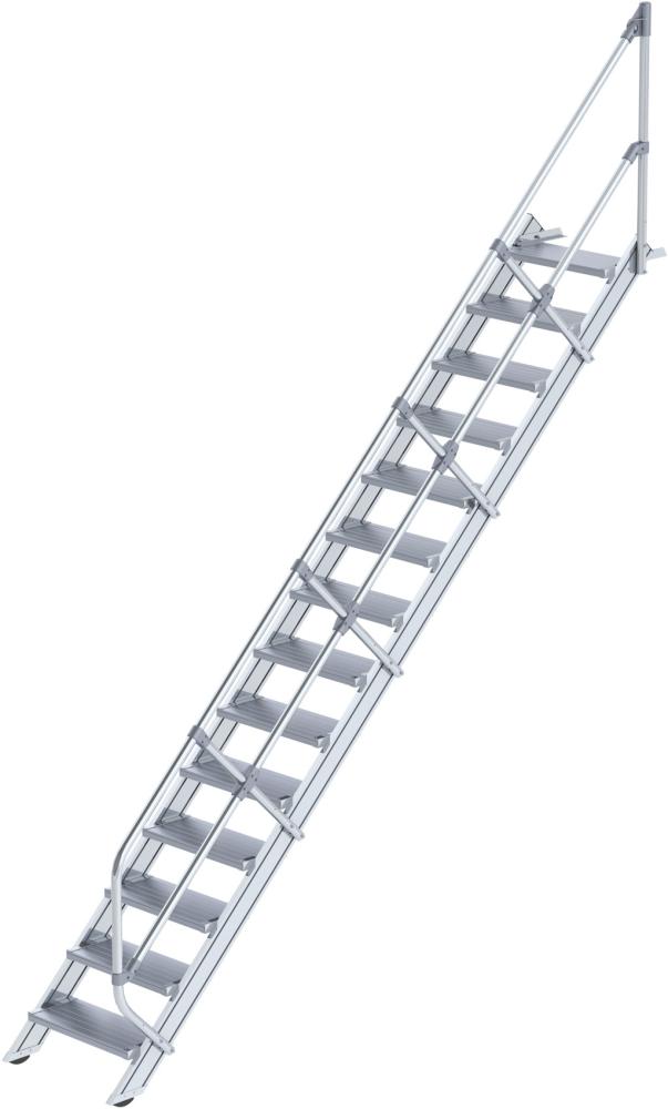 Produktbild von Günzburger Alu-Treppe 45° 14 Stufen B 600 mm lichte Höhe 2910 mm Ausladung 3179 mm 600254 4031405002548