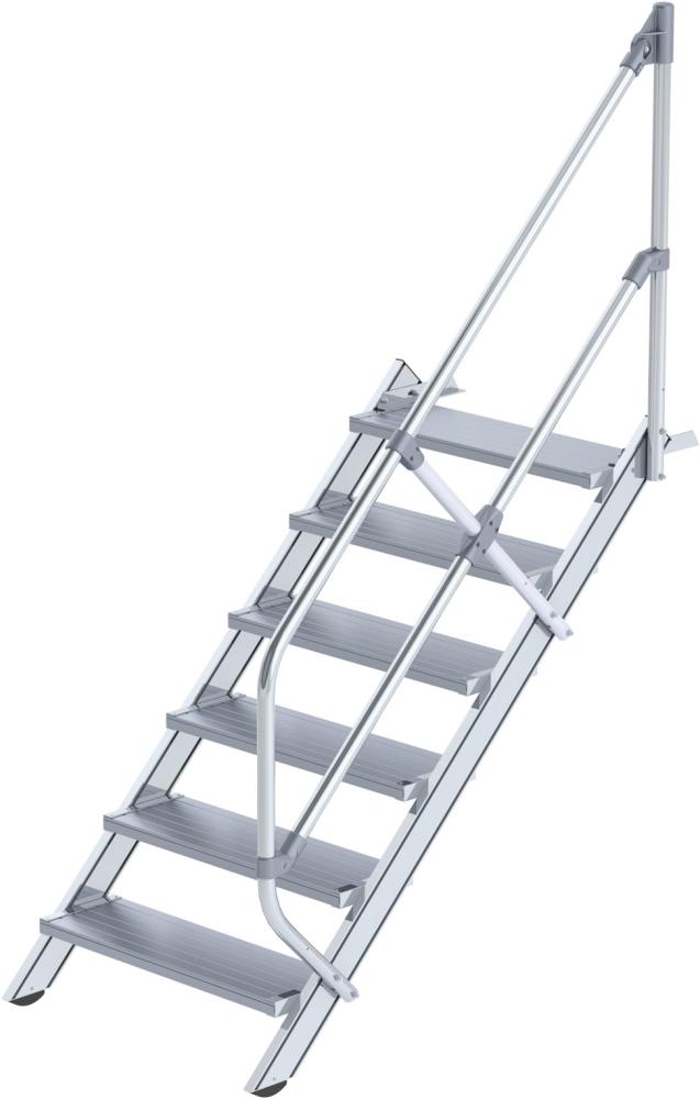 Alu-Treppe 45 Grad 6 Stufen B 800 mm lichte Höhe 1250 mm Ausladung 1499 mm