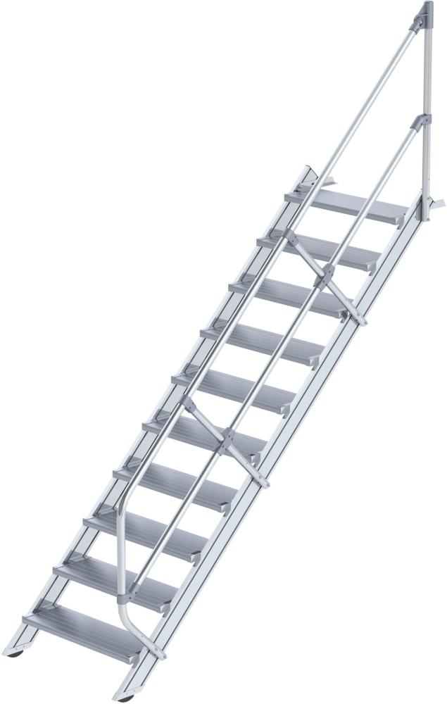 Alu-Treppe 45 Grad 10 Stufen B 800 mm lichte Höhe 2080 mm Ausladung 2341 mm