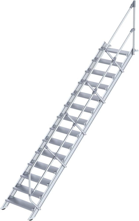 Alu-Treppe 45 Grad 14 Stufen B 800 mm lichte Höhe 2910 mm Ausladung 3179 mm