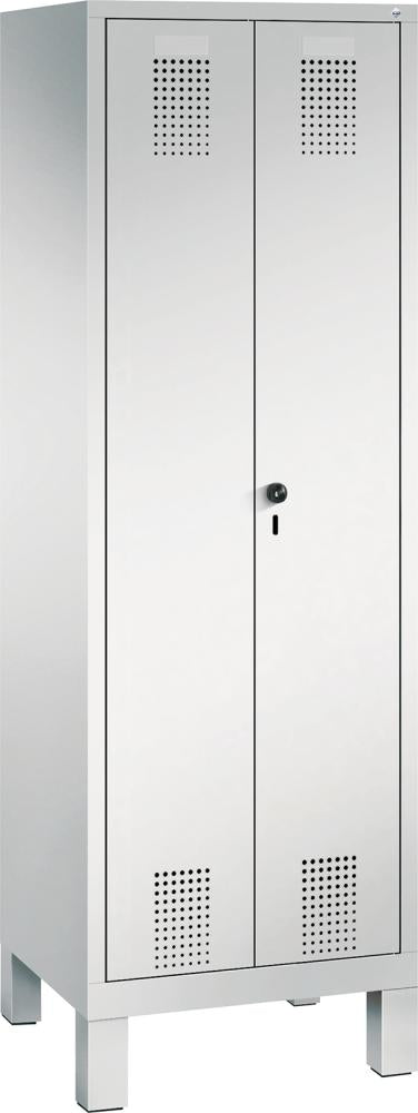 Wäsche-Garderobenschrank B610xT500xH1850 mm 2 Abteile,RAL7035