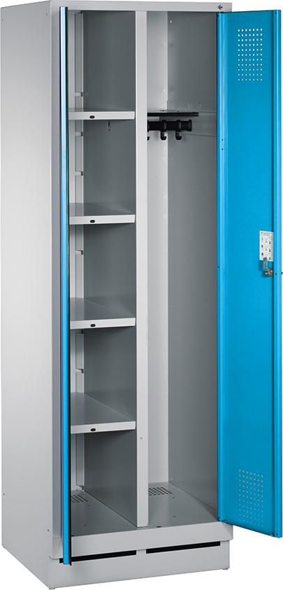 Wäsche-Garderobenschrank B610xT500xH1800 mm 2 Abteile, RAL 7035/5012