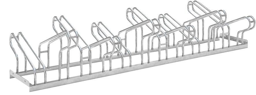 Fahrrad-Bügelparker zweiseitig, verzinkt L 2100 mm, 12 Plätze