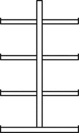 Kragarmregal L Grundfeld B1000xT2x500xH2500 mm doppelseitig RAL 5010 2x4 Arme Traglast 175kg