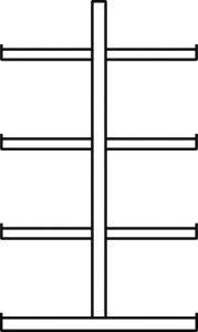 Kragarmregal L Grundfeld B1000xT2x600xH2500 mm doppelseitig RAL 5010 2x4 Arme Traglast 140kg