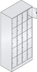 Fächerschrank B900xT480xH1950 mm RAL 7035 4x5 Fächer B190 mm