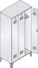 Produktbild von C+P Garderobenschrank Classic B 1200xT500xH1850 mm RAL 7035/5012 3 Abteile mit 1 8010-32 lg-lb 4330816781777