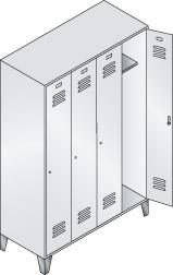 Produktbild von C+P Garderobenschrank Classic B1190xT500xH1850 mm RAL 7035/5012 4 Abteile mit 15 8010-40 lg-lb 4330816781784