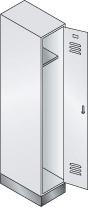 Garderobenschrank Classic B320xT500xH1850 mm RAL 7035/5012, 1 Abteil mit 100 mm hohem Sockel