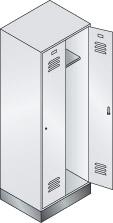 Garderobenschrank Classic B810xT500xH1850 mm RAL 7035, 2 Abteile mit 100 mm hohem Sockel