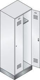 Garderobenschrank Classic B810xT500xH1850 mm RAL 7035/5012, 2 Abteile mit 100 mm hohem Sockel