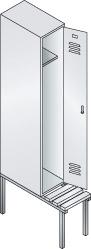 Garderobenschrank ClassicB320xT500xH2090 mm RAL 7035, 1 Abteil mit untergeb. Sitzbank