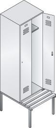 Produktbild von C+P Garderobenschrank Classic B610xT500xH2090 mm RAL 7035 2 Abteile mit untergebauter 8050-20 4332163330738